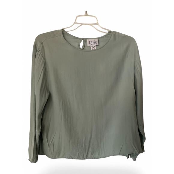 Eileen Fisher 100% Silk Teal Blouse | Sz L | EUC - Picture 1 of 4